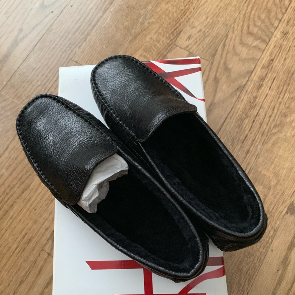 Boys black leather Sherpa shoes brand new size 12